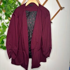 Torrid purple ruched sleeves open blazer size 4